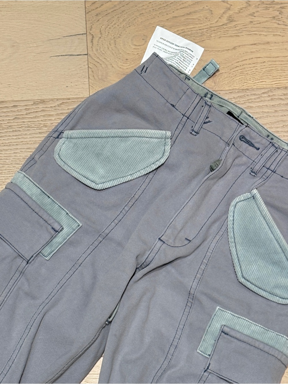 R13 CROPPED CARGO Faded Steel Blue Canvas - Picture 2 of 16